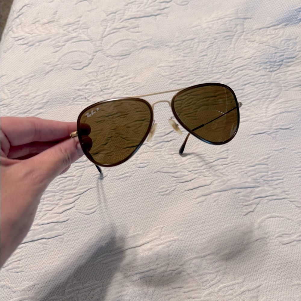 Ray-Ban Polarized Aviator Sunglasses in Gold and Brown